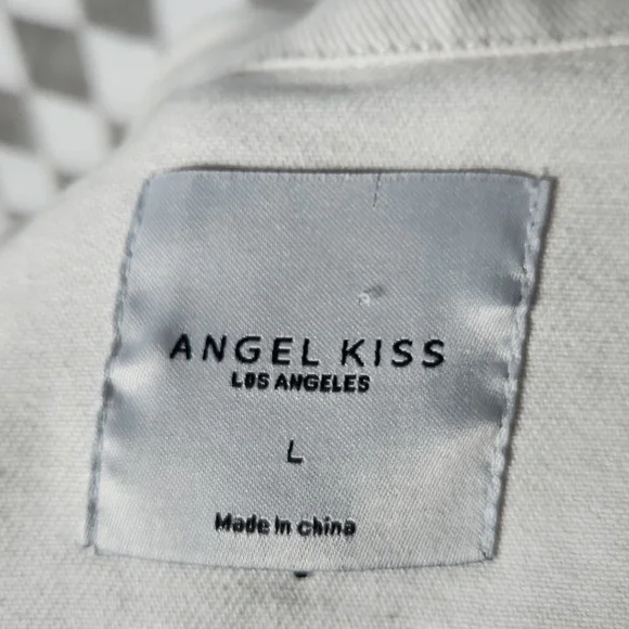 Angel Kiss daisy jean jacket crop denim L Large white daisy flower embroidered - Picture 5 of 7